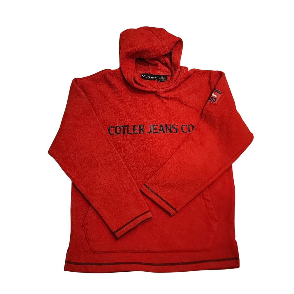 Cotler Jeans Co. Fleece Hoodie Pullover Red Size 16 Cozy Casual‎ Layering Y2K